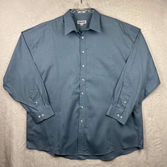 Joseph & Feiss Mens 19 36/37 Dress Shirt Blue 80's 2 Ply Non Iron - Picture 1 of 14
